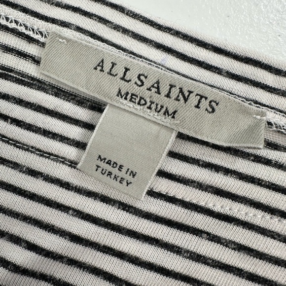 AllSaints Rita Stripe Tee Long Sleeve Boat Neck Oversized Modern Parisian M - Picture 6 of 14